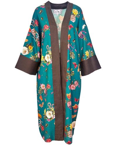 L2R THE LABEL Kaftan Kimono - Blue