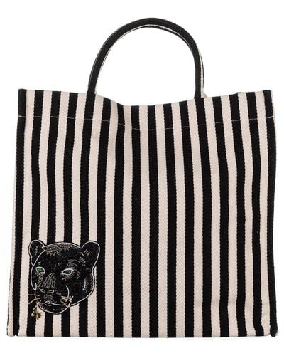 Laines London Laines Couture Hand Embellished Black Panther Large Tote Bag