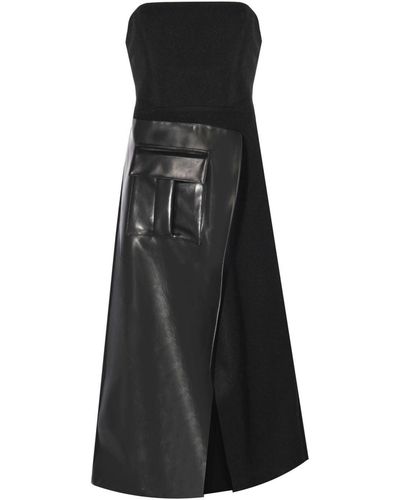 Mirimalist Wool Strapless Midi Dress - Black