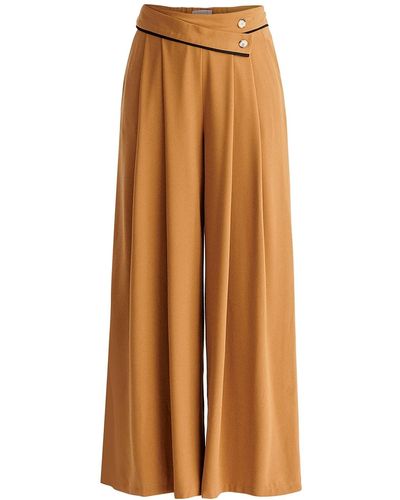 Paisie Asymmetric Waistband Trousers In & Black - Brown