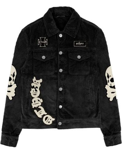 Other The Skull & Crossbones Patched Cord Trucker Jacket - Black