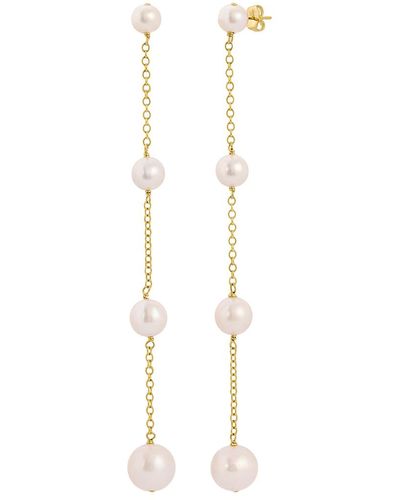 NAiiA Monroe Pearl And Gold Drop Earrings - White