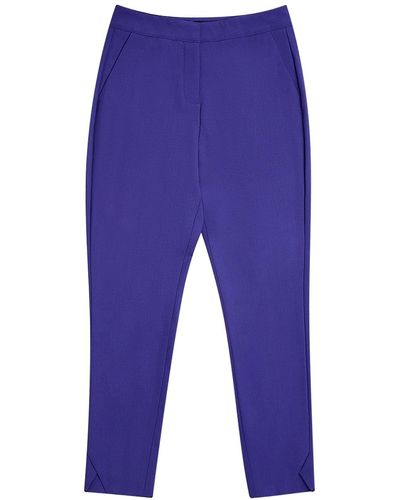 Seragyi Purple Jen Seasonless Extra Fine Merino Wool Ankle Pyramid Cut Trousers - Blue