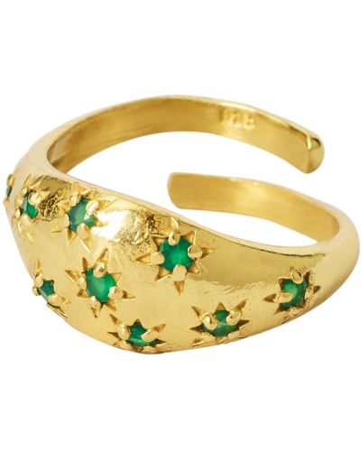 YAA YAA LONDON Precious Daughter Green Onyx Gemstone Gold Vermeil Ring - Metallic