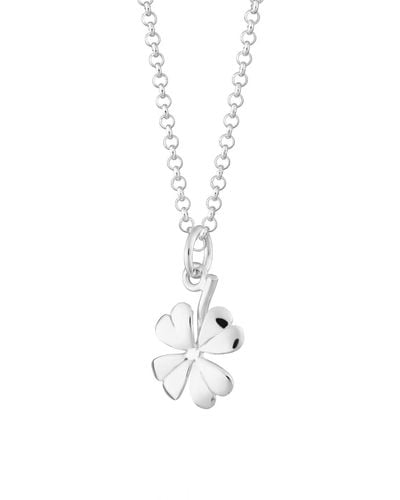 Lily Charmed Sterling Four Leaf Clover Necklace - Metallic
