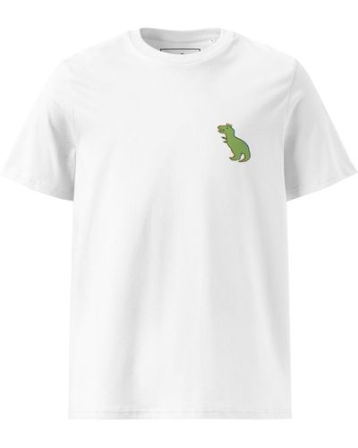 Anchor and Crew T-rex Snap Dancin' In The Wild Organic Cotton Embroidered T-shirt - White