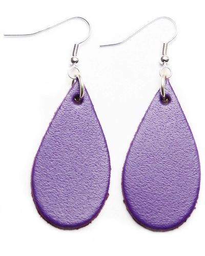 N'damus London Auricle Purple Leather Earrings