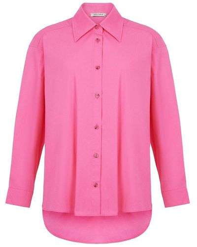 Nocturne Fuschia Printed Oversized Shirt - Pink
