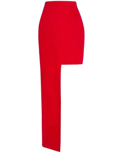 Tia Dorraine Super Elaborate Party Asymmetric Maxi Skirt - Red