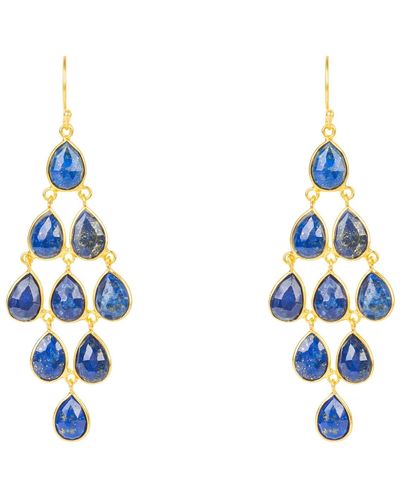 LÁTELITA London Erviola Gemstone Cascade Earrings Gold Lapis Lazuli - Blue