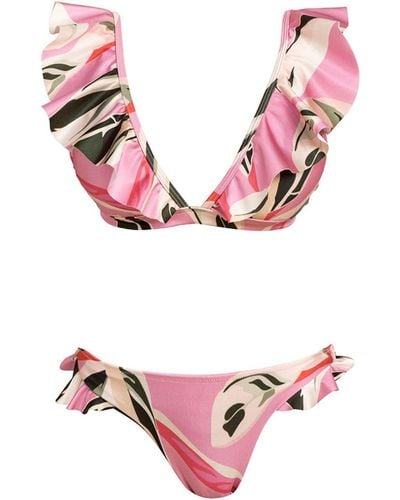 Cliché Reborn Dominicana Padded Frill Triangle Bikini Set - Pink