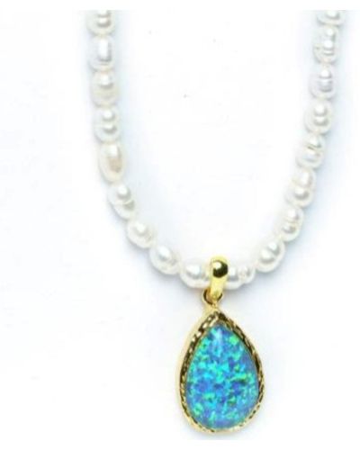 EUNOIA Jewels Cherish Pearl Necklace -blue ,green