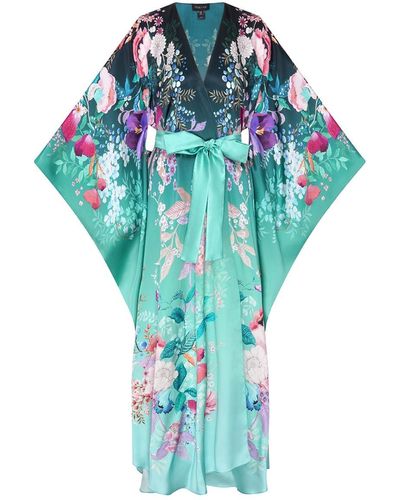 Meng Ombre Silk Satin Warp Dress - Blue