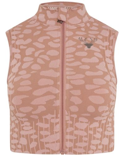 Twill Active Allure Recycled Leopard Zip Through Vest - Pink