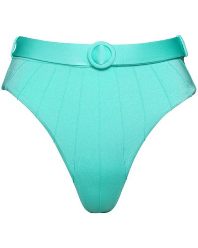 Noire Swimwear Turquoise Coquillage High Waist Bikini Bottom - Blue