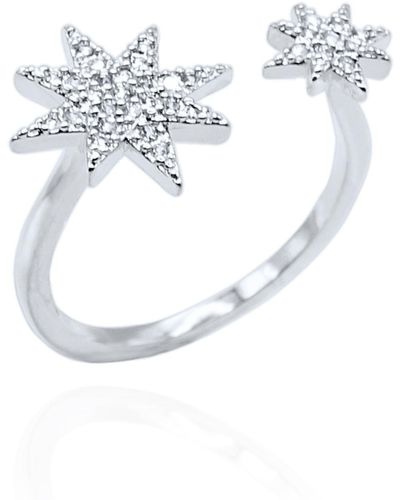 Luna Charles Astrid Double Star Ring - White