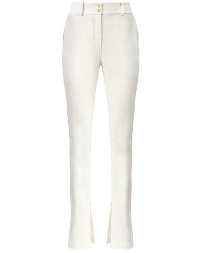 Lita Couture Topstitch Detail Cotton Trousers In - White