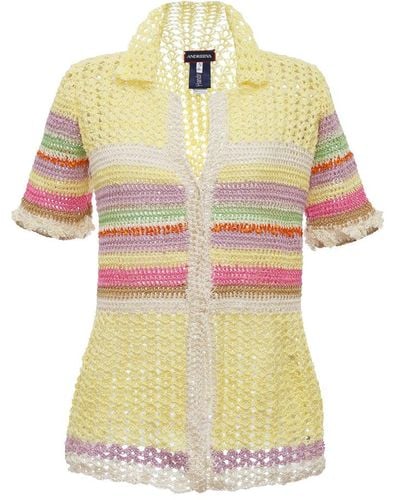 Andreeva Multicolor Handmade Crochet Shirt - Yellow