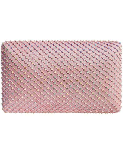 Simitri Cotton Candy Fishnet Crystal Clutch - Pink