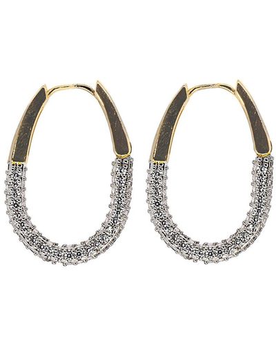 Ebru Jewelry Pave Diamonds Gold Hoop Earrings - Metallic
