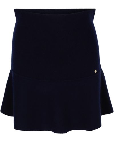 tirillm "anita" Short Merino Wool Flared Skirt- Navy - Blue