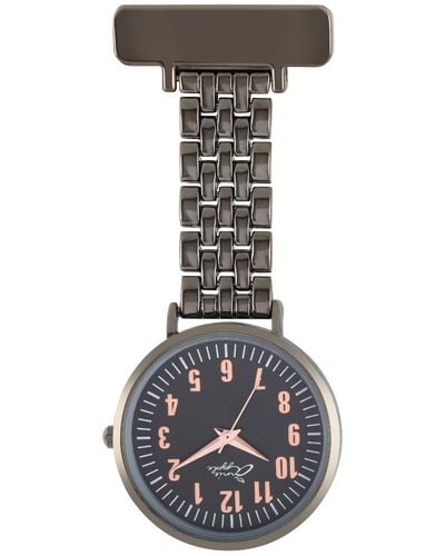 Bermuda Watch Company Annie Apple Rose Gold Gunmetal Link Bracelet Nurse Fob Watch - Gray