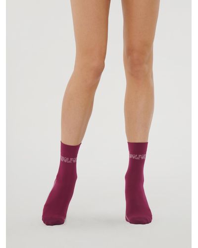 Wolford Happy Logo Socks, Femme, Mineral/Off, Taille - Rose
