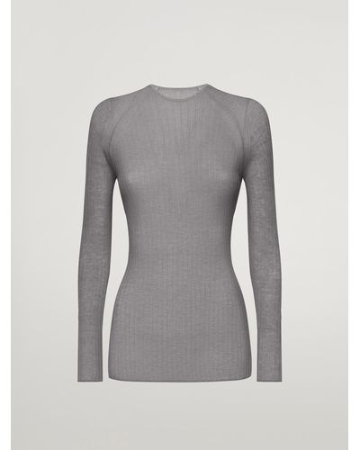 Wolford Air Wool Top Long Sleeves, Femme, , Taille - Gris
