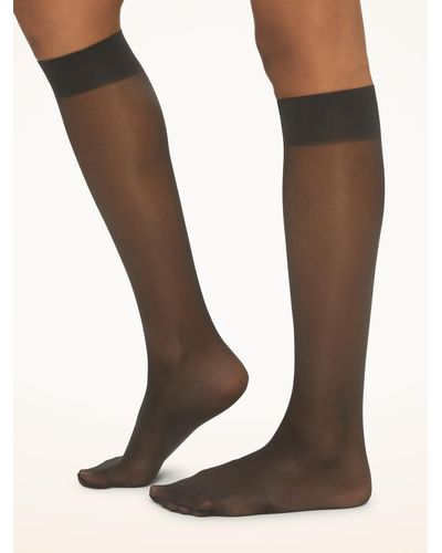 Wolford Mi-Bas Satin Touch 20 Knee-Highs, Femme, Nearly, Taille - Multicolore
