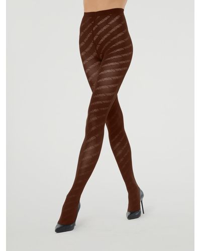 Wolford Monogram Jacquard Tights, Femme, , Taille - Marron