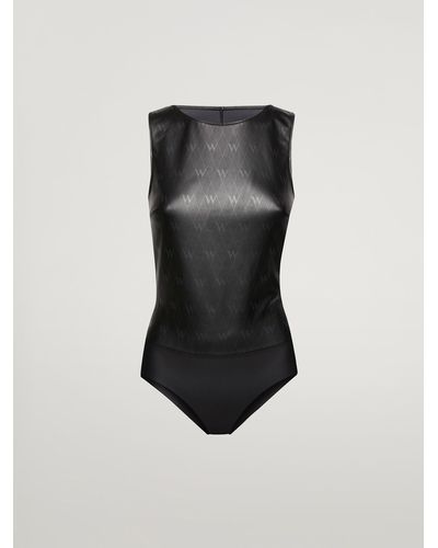 Wolford Net Vegan Leather Panty Body, Femme, , Taille - Noir