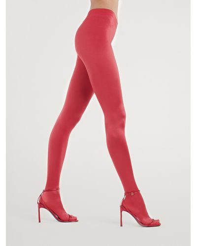 Wolford Satin Effect Tights, Femme, , Taille - Rouge
