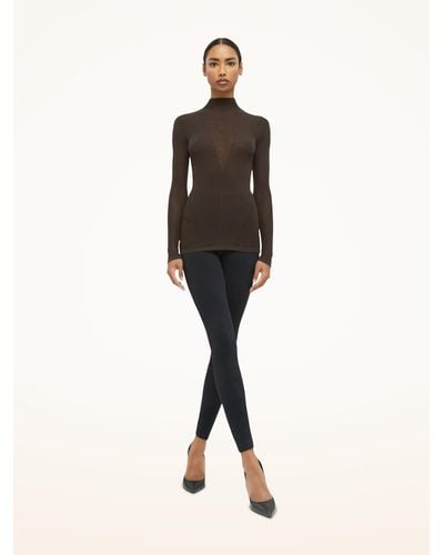 Wolford Aurora Rib Net Top Long Sleeves, Femme, , Taille - Neutre