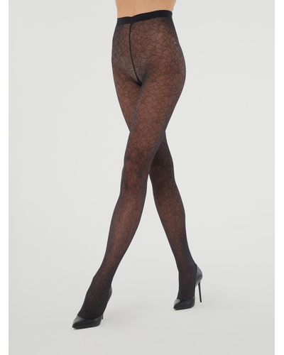 Wolford Floral Lace Tights, Femme, , Taille - Marron