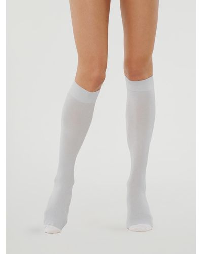 Wolford Metallic W Support Knee-Highs, Femme, /, Taille - Blanc