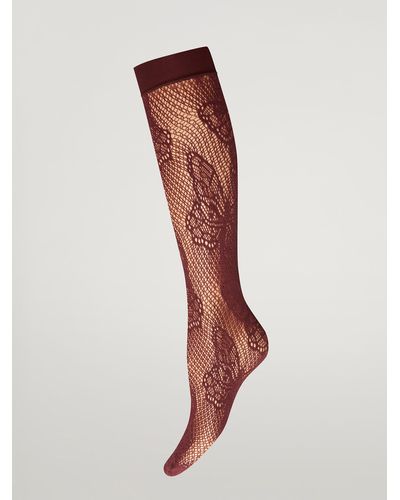 Wolford Butterfly Net Knee-Highs, Femme, , Taille - Blanc