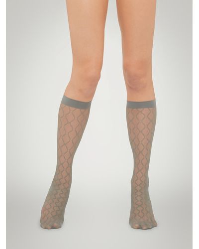 Wolford Monogram Knee-Highs, Femme, , Taille - Blanc