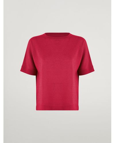 Wolford Merino Blend Top Short Sleeves, Femme, Lipstick, Taille - Rouge
