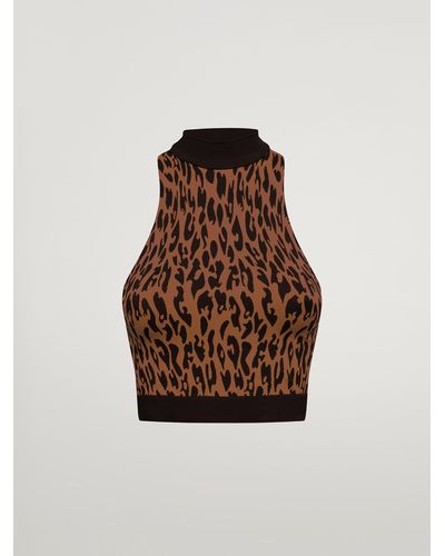 Wolford C2C Leopard Top Sleeveless, Femme, Coffee/, Taille - Marron