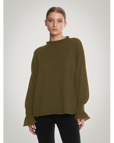Wolford Cashmere Loose Top Long Sleeve, Femme, Earth, Taille - Vert