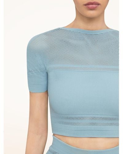 Wolford Net Lines Top Short Sleeves, Femme, , Taille - Bleu