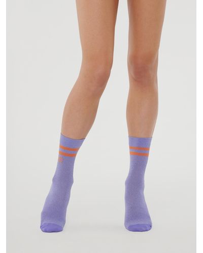 Wolford Sporty Stripes Socks, Femme, Ultra/, Taille - Violet