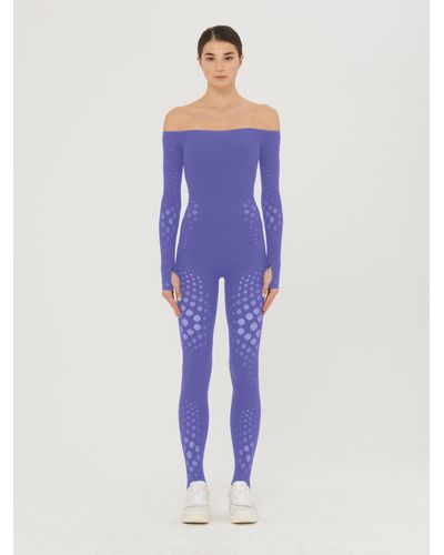 Wolford Dots Illusion Net Jumpsuit, Femme, Ultra, Taille - Bleu