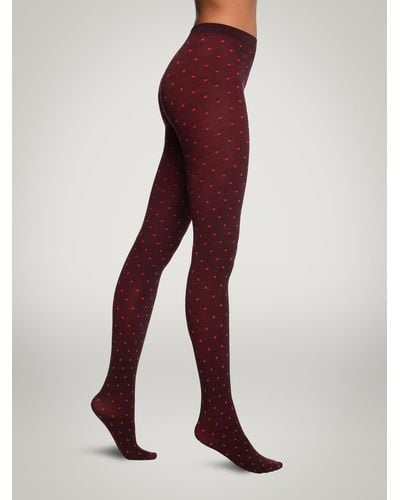 Wolford Cotton Spots Tights, Femme, /Cherry, Taille - Rouge