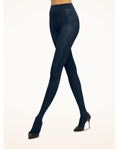 Wolford Collant Transparent Satin Touch 20, Femme, Moon, Taille - Bleu