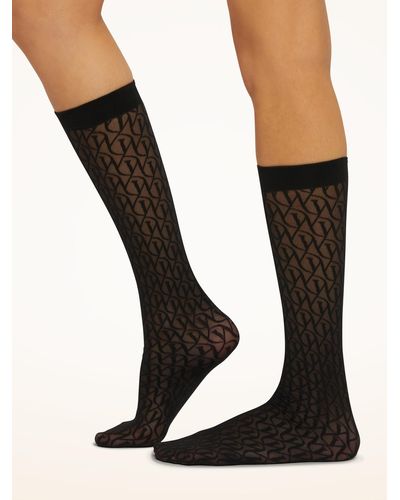 Wolford W Lace Knee-Highs, Femme, , Taille - Noir