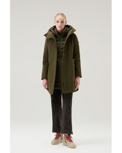 Woolrich Military parka 3 in 1 in ramar cloth con giacca trapuntata removibile verde