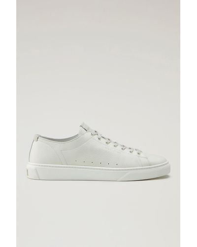 Woolrich Cloud Court Sneakers In Tumbled Leather - White