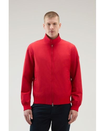 Woolrich Cruiser Bomber Jacket In Ramar Cloth With Turtleneck - Red
