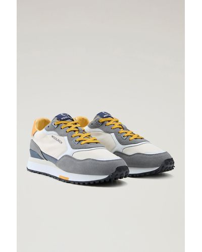 Woolrich Retro Leren Sneakers Met Nylon Details Grey - Meerkleurig